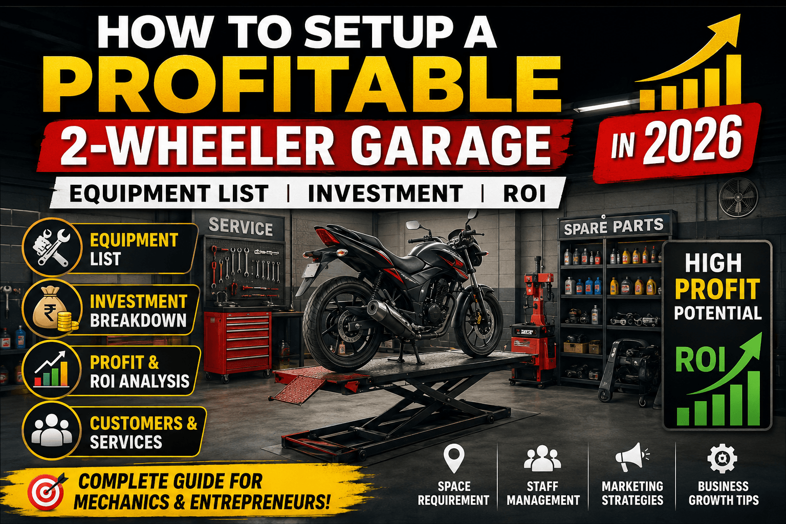 How to Setup a Profitable 2-Wheeler Garage in 2026: Equipment List, Investment & ROI