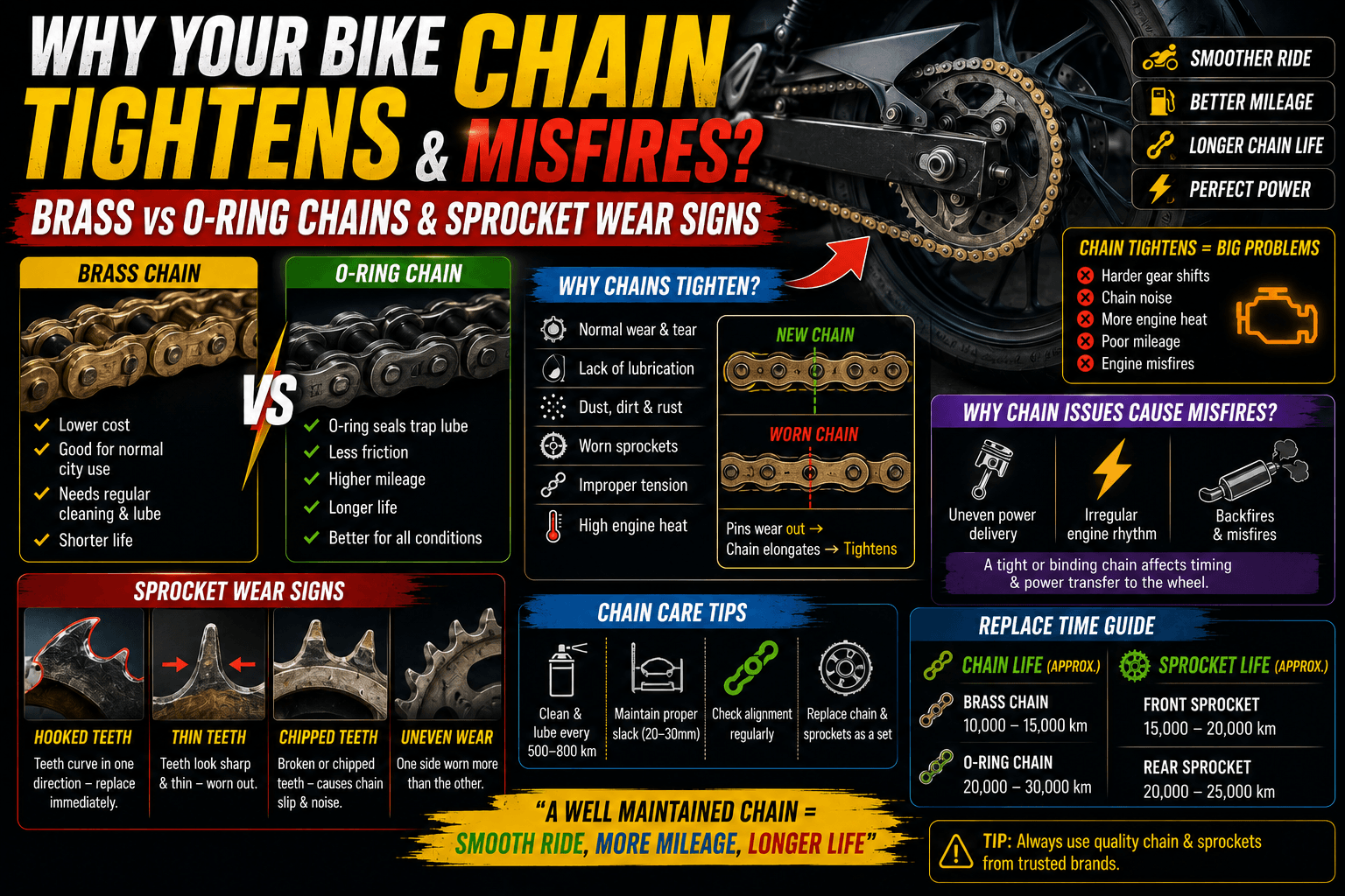 Why Your Bike Chain Tightens & Misfires: Brass vs O-Ring Chains & Sprocket Wear Signs